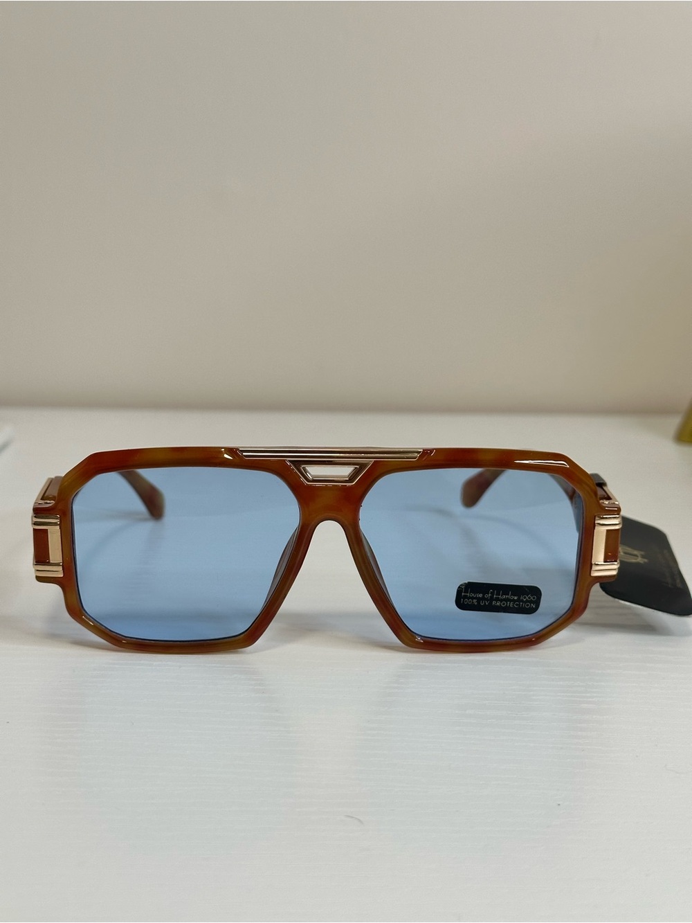 House of Harlow 1960 Geometric Oversized Sunglasses Blue Lens NWT